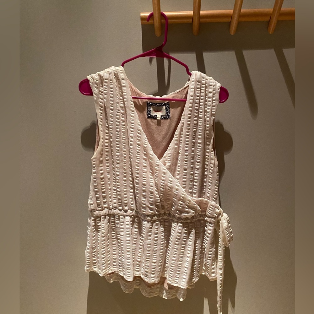 Cream Sleeveless Wrap Top